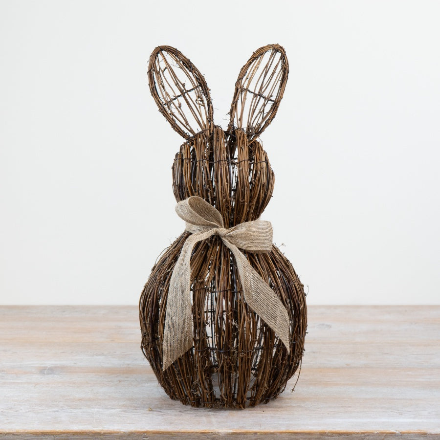 Large Rattan Bunny With Jute Bow