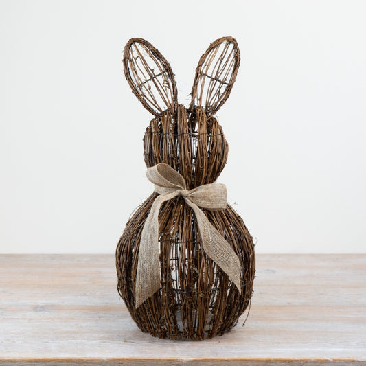 Large Rattan Bunny With Jute Bow