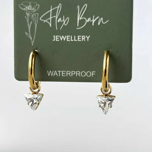 Triangle Zirconia Huggie Earrings