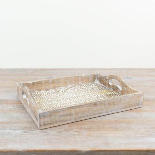 White Wash Wooden Tray