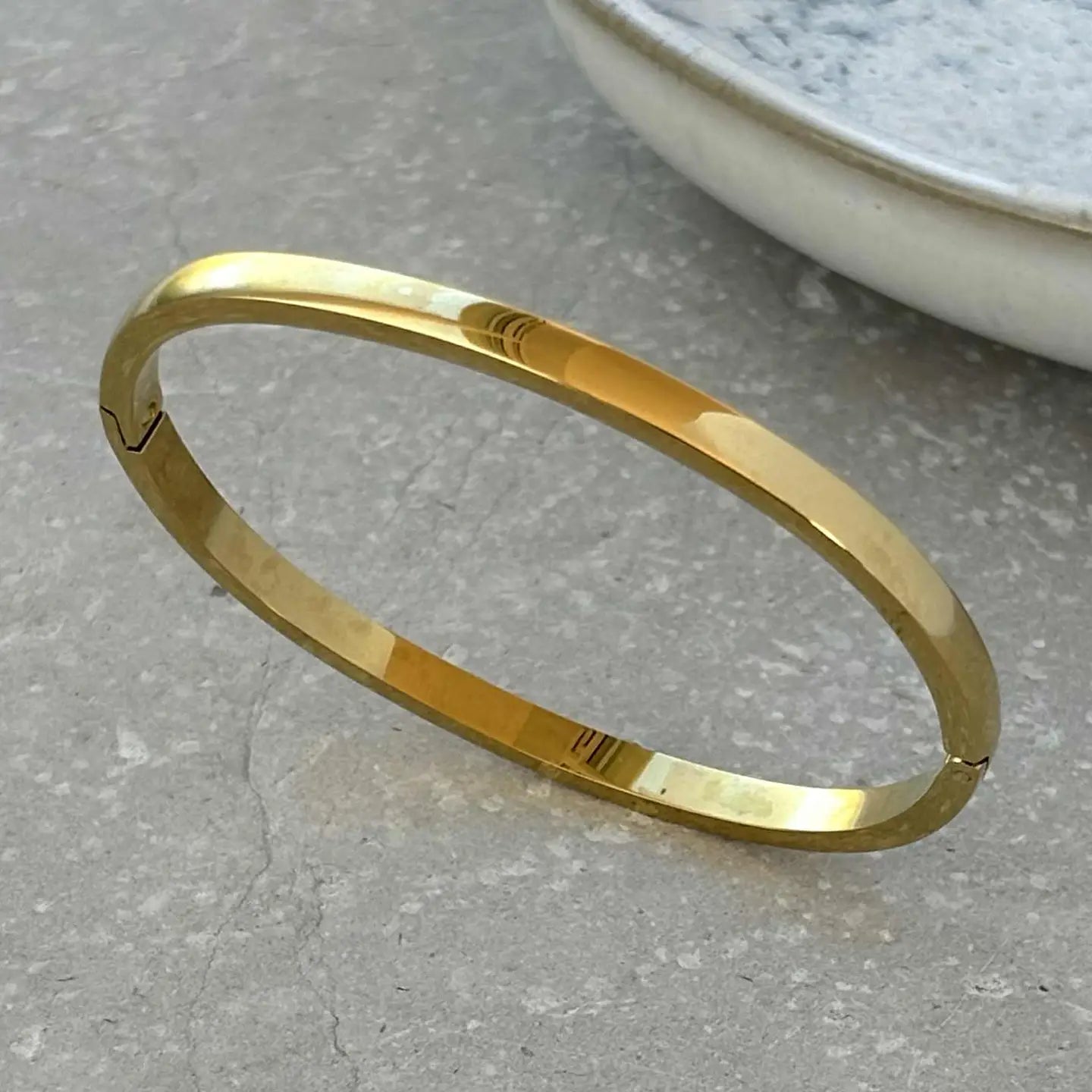 Gold Smooth Hinged Bangle