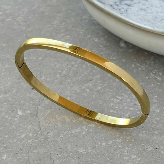 Gold Smooth Hinged Bangle