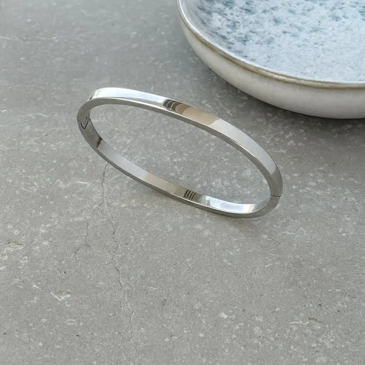 Silver Smooth Hinged Bangle