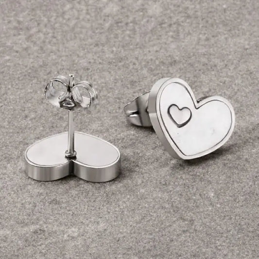 Pearlescent Double Heart Studs