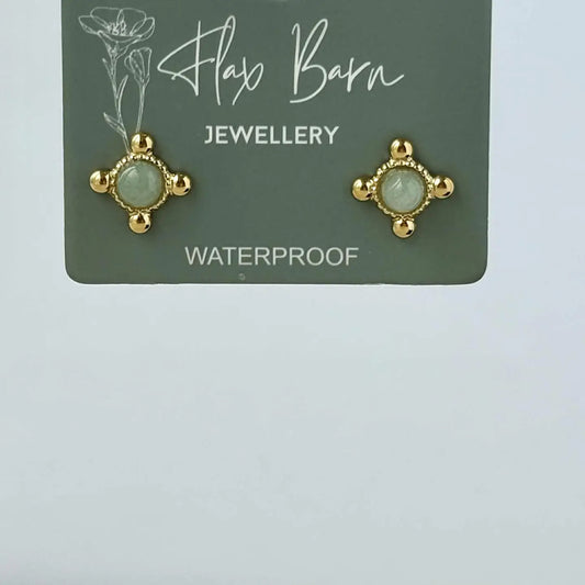 Quad Green Stud Earrings