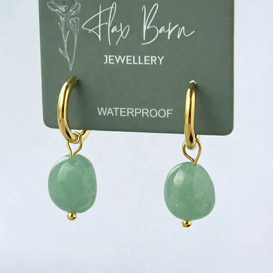 Gemstone Drop Huggies Jade