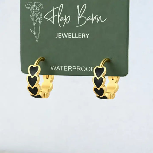 Enamel Black Heart Huggies
