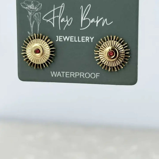 Sunburst Zirconia Red Studs