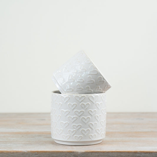 White Heart Planter