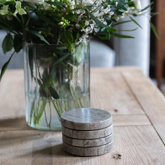 Brown Circular Marble Coasters