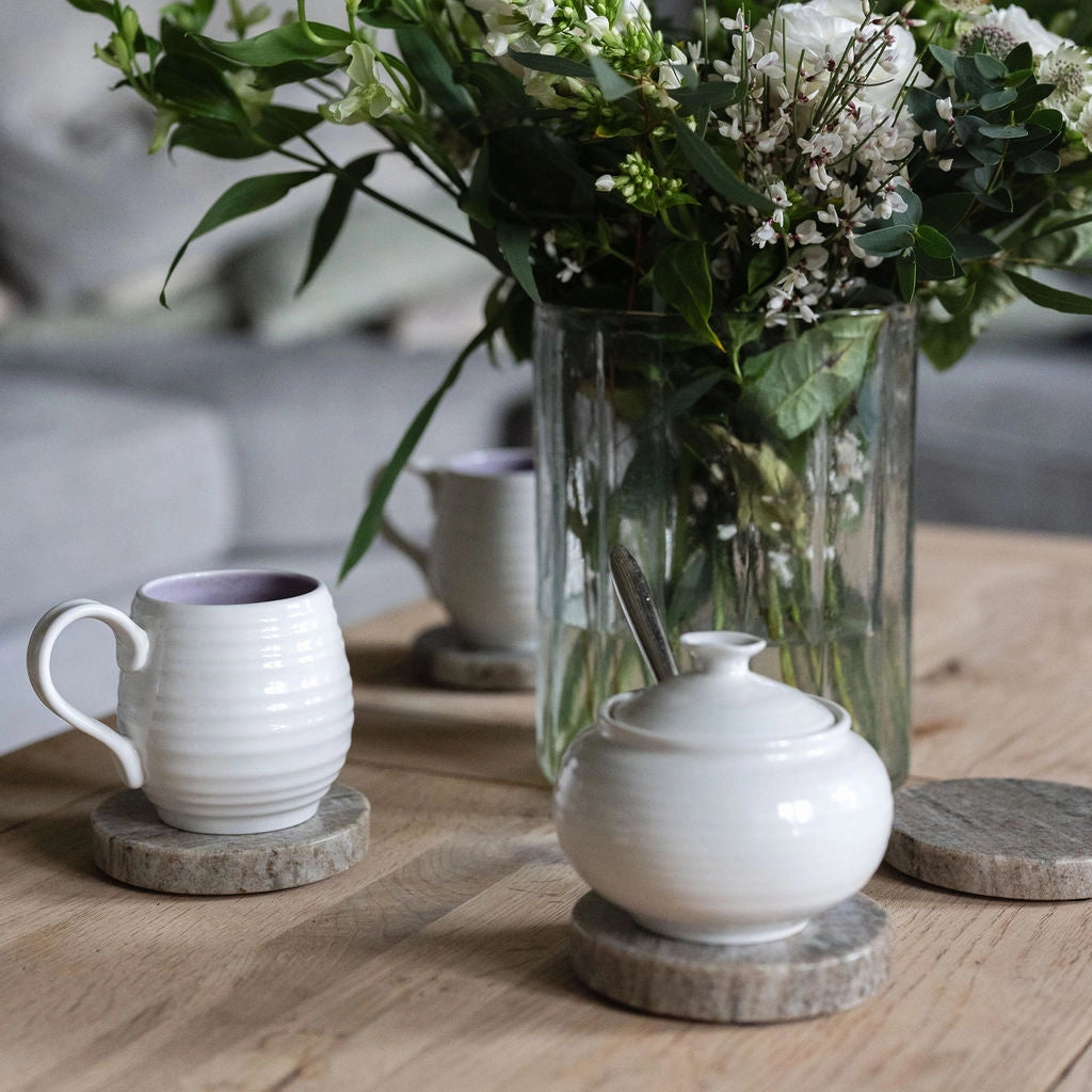 Brown Circular Marble Coasters