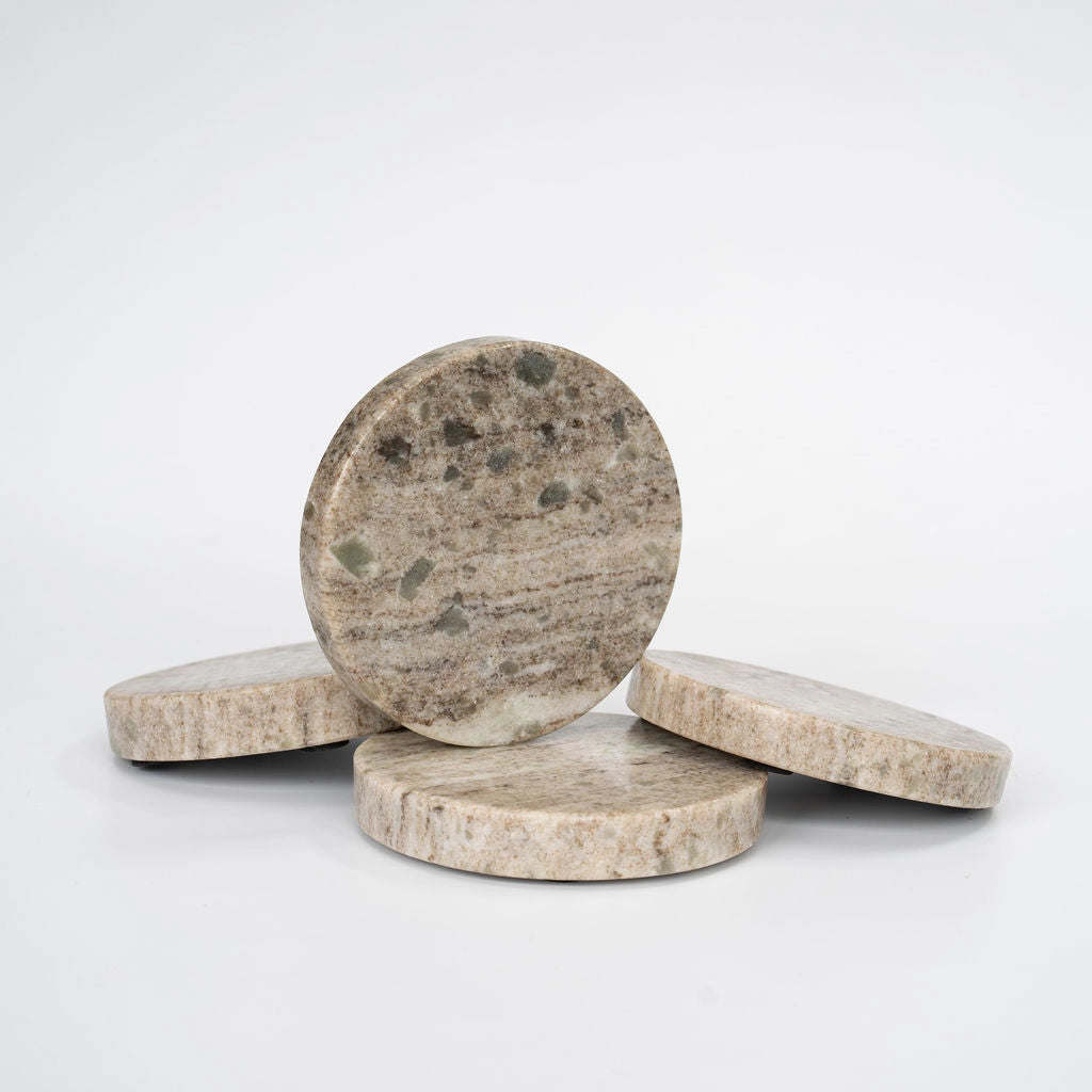 Brown Circular Marble Coasters