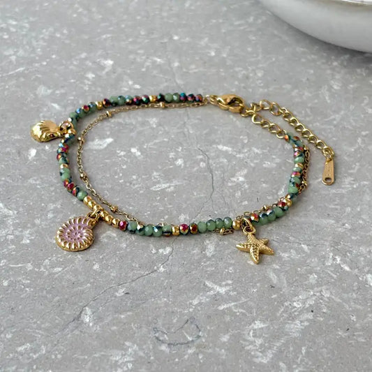 Seascape Beaded Charm Bracelet
