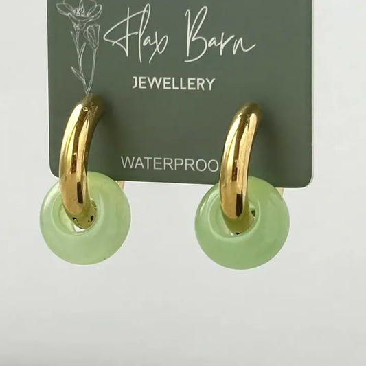 Circle Stone Huggies Green