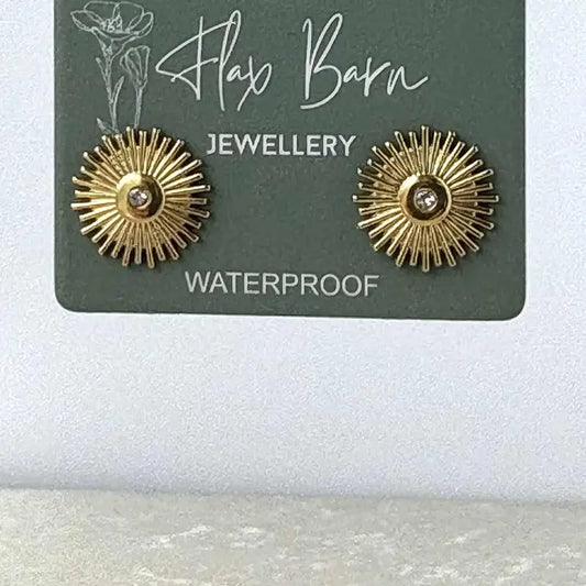 Sunburst Zirconia Stud Earrings