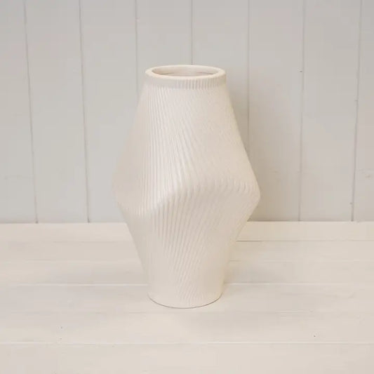 Modern Beige Ribbed Vase