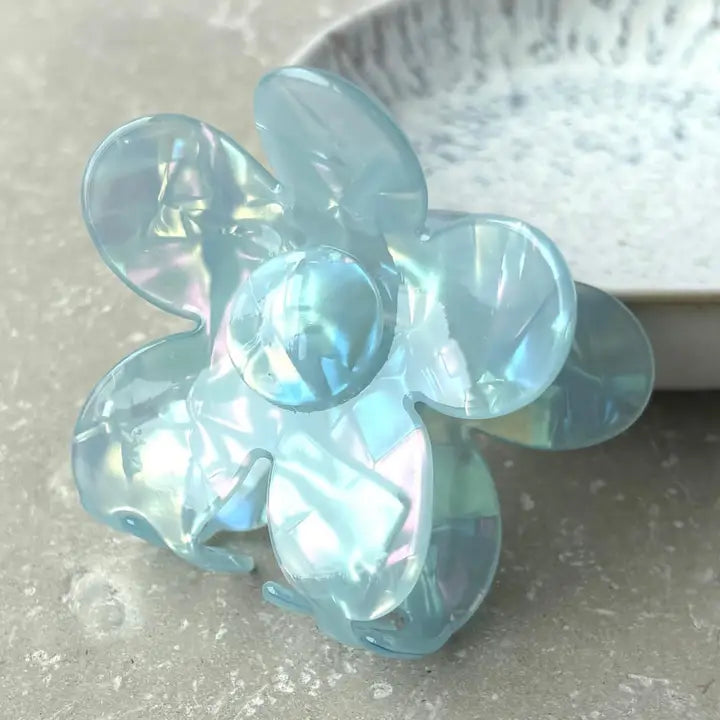 Blue Pearlescent Daisy Claw Clip