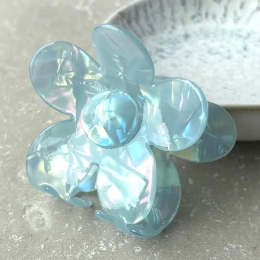 Blue Pearlescent Daisy Claw Clip