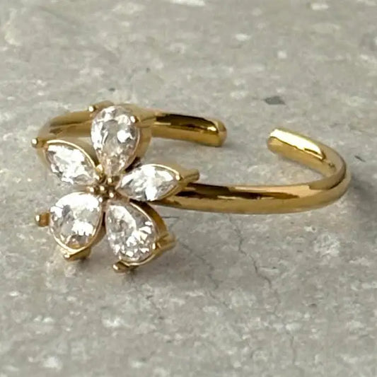 Zirconia Flower Open Ring