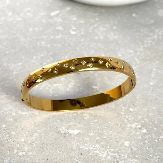Celestial Hinged Bangle Gold
