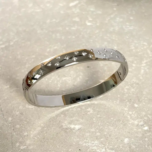 Celestial Hinged Bangle Silver