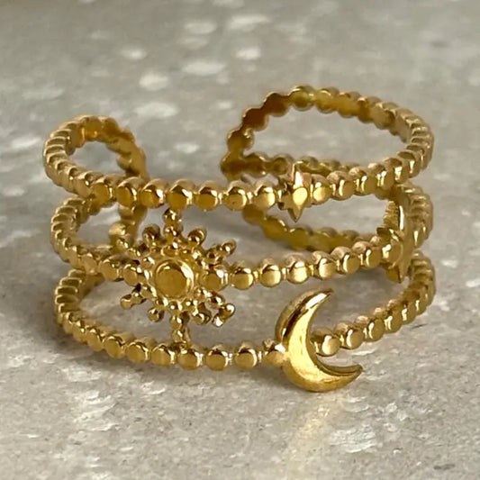 Sun, Moon & Stars Open Ring