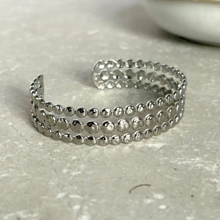 Bobble Cuff Bangle Silver