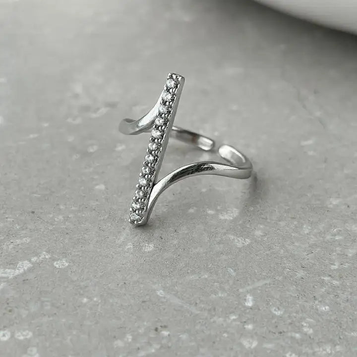 Zirconia Line Open Ring Silver