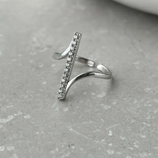 Zirconia Line Open Ring Silver