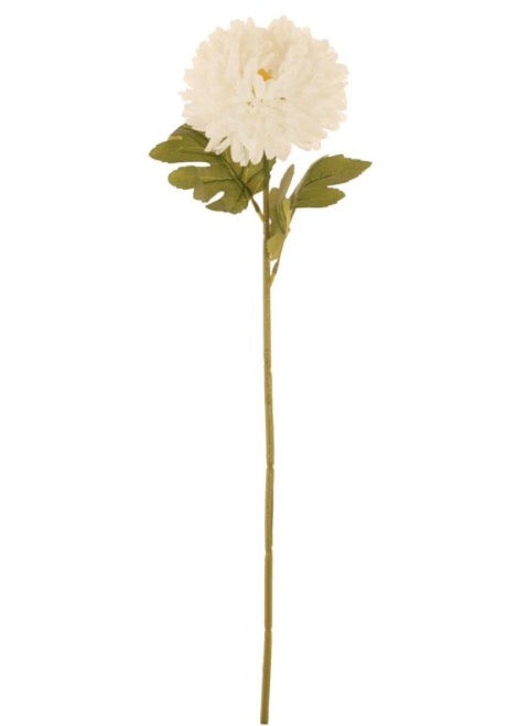 Single Pom Pom Flower White