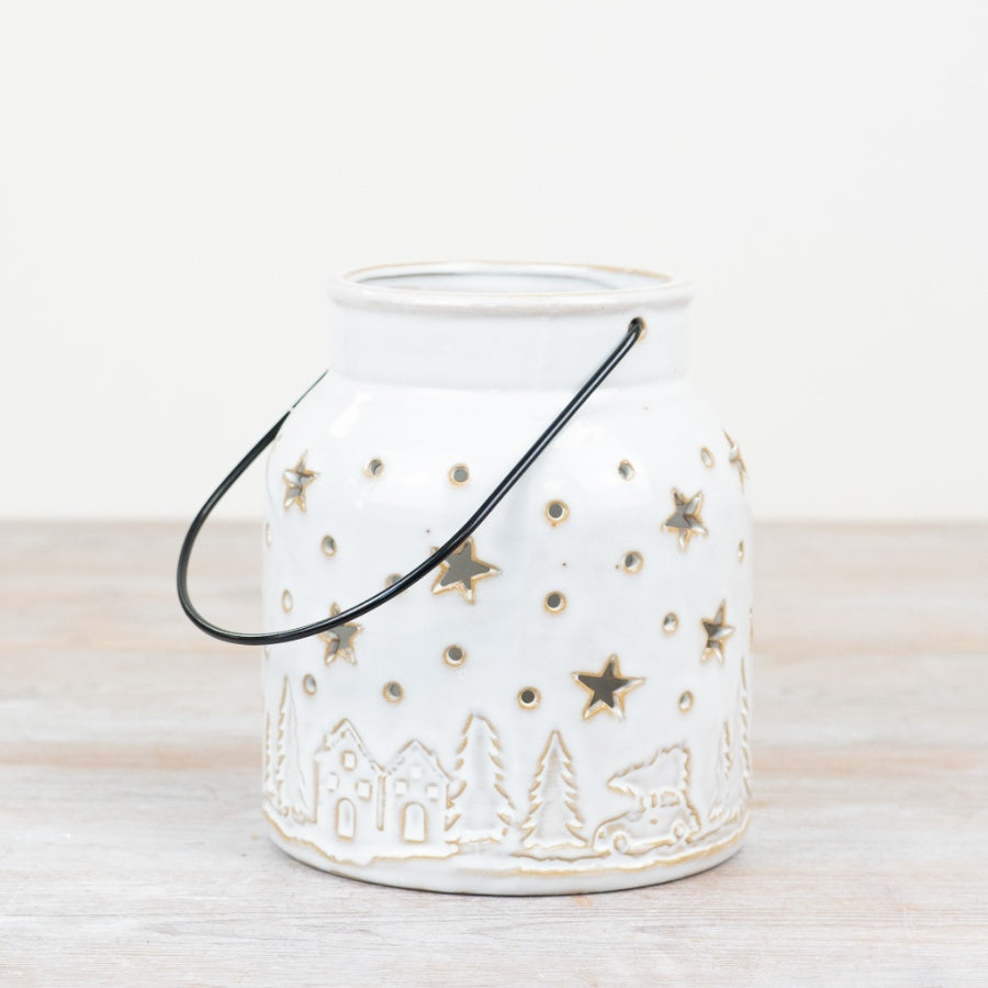 White Festive Scene Lantern