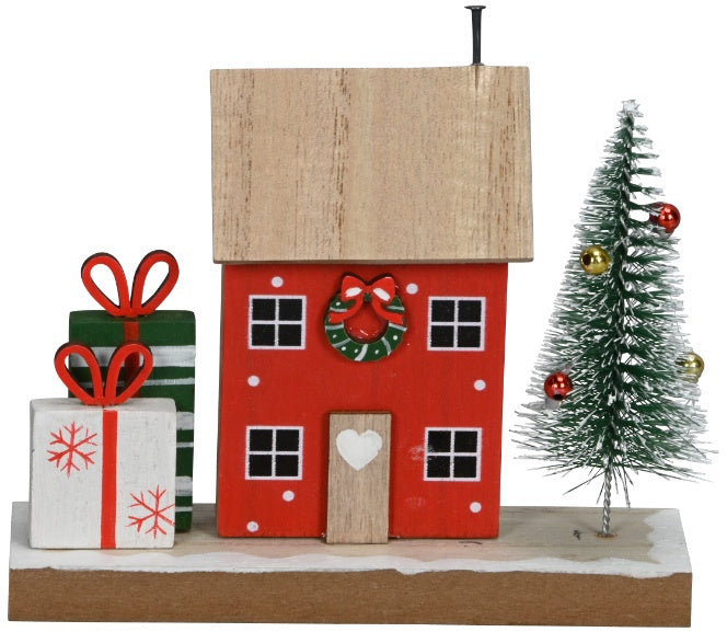 Red Wooden Christmas House