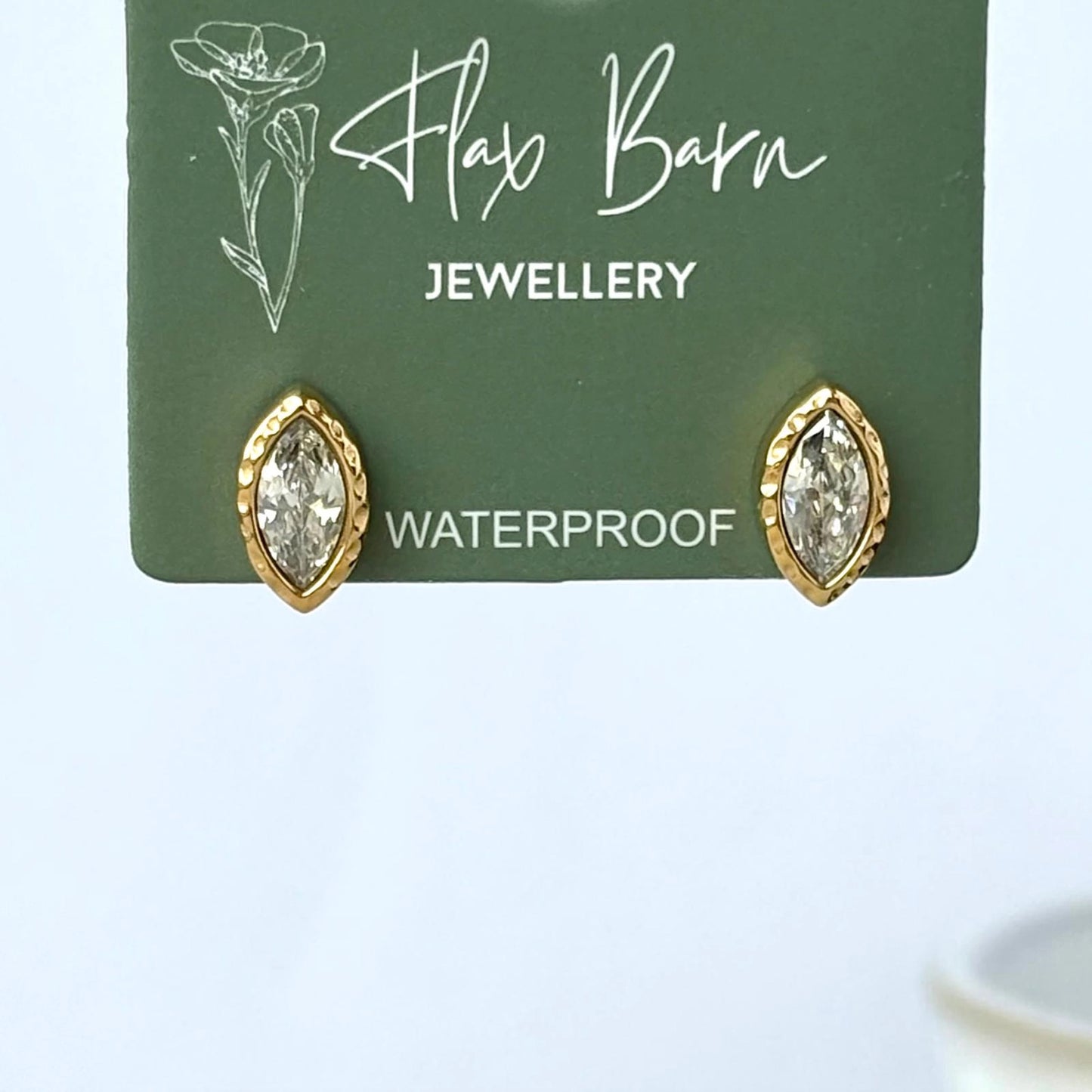 Marquise Zirconia Studs Gold