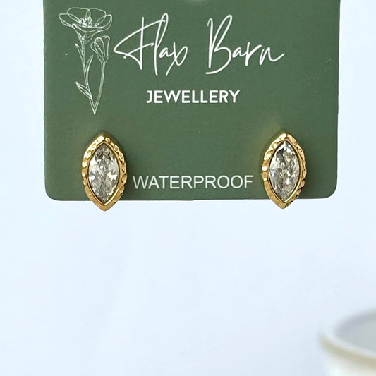 Marquise Zirconia Studs Gold