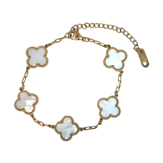 White Four Leaf Clover Gold