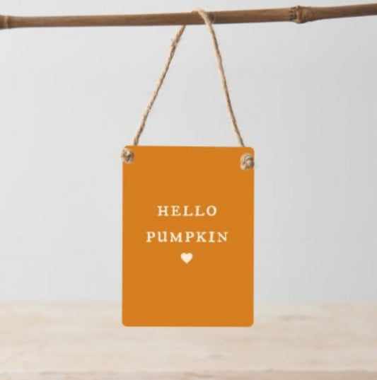 Hello Pumpkin Metal Sign