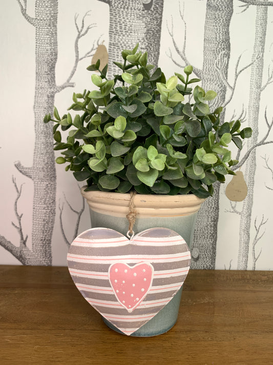 Metal Stripey Heart Hanger